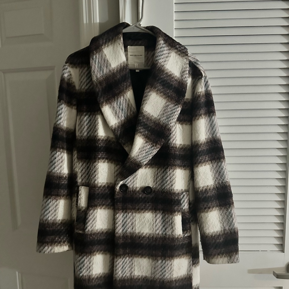 Plaid Double-Breasted Coat
